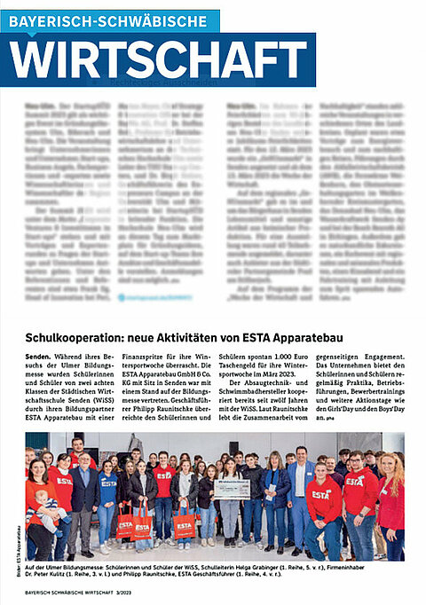 Schulkooperation: neue Aktivitäten von ESTA Apparatebau