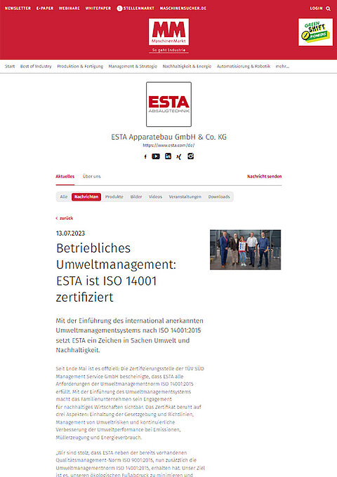 ISO Zertifizierung für Umweltmanagementsystem