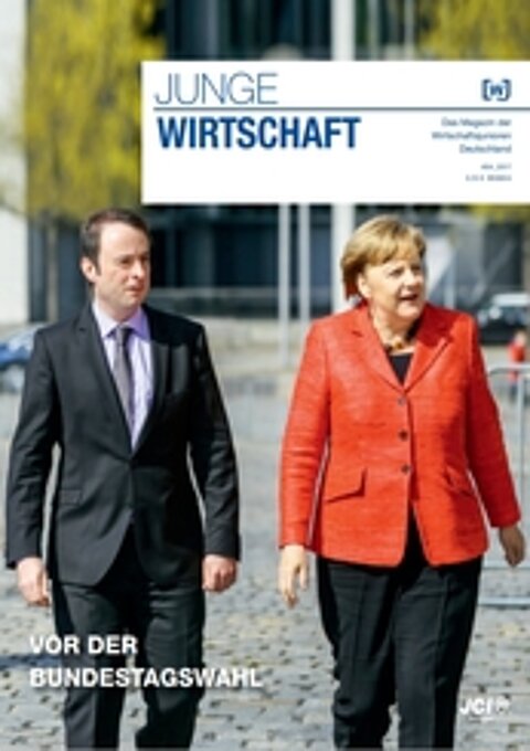 Magazin Wirtschaftsjunioren: Alexander Kulitz und Angela Merkel.