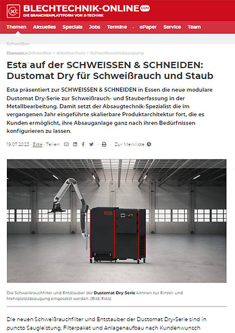 DUSTOMAT DRY: Premiere auf der Schweißen & Schneiden