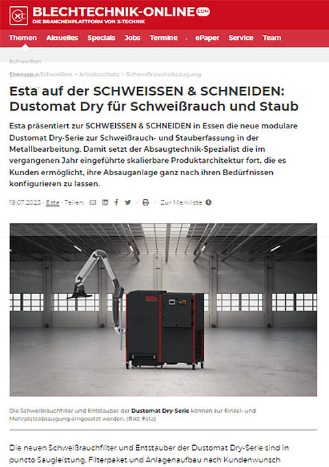 DUSTOMAT DRY: Premiere auf der Schweißen & Schneiden