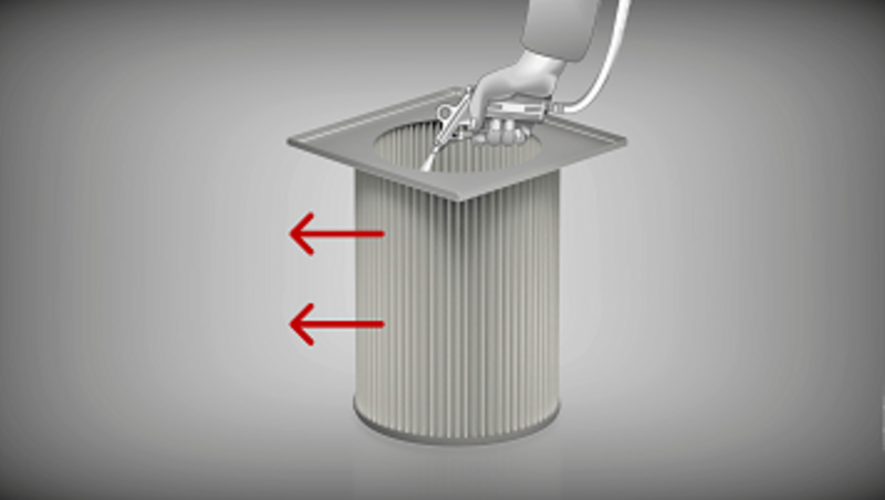 Manuelle Standardfilterabreinigung mit Druckluftpistole