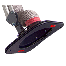 Der Absaugarm mit quadratischer Kunststoffhaube von ESTA