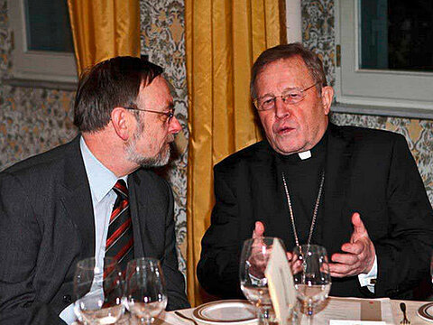 Discussion between Cardinal Kasper and Dr. Peter Kulitz in Rome. Discussion between Cardinal Kasper and Dr. Peter Kulitz in Rome.