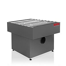 Kompakter Absaugtisch mit integrierten Wasserwannen für Trenn- und Schneidevorgänge