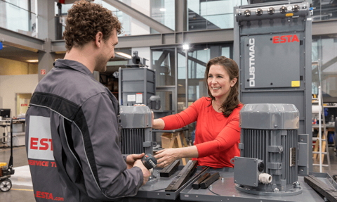 ESTA shareholder Jessica Kulitz with an assembler in plant construction