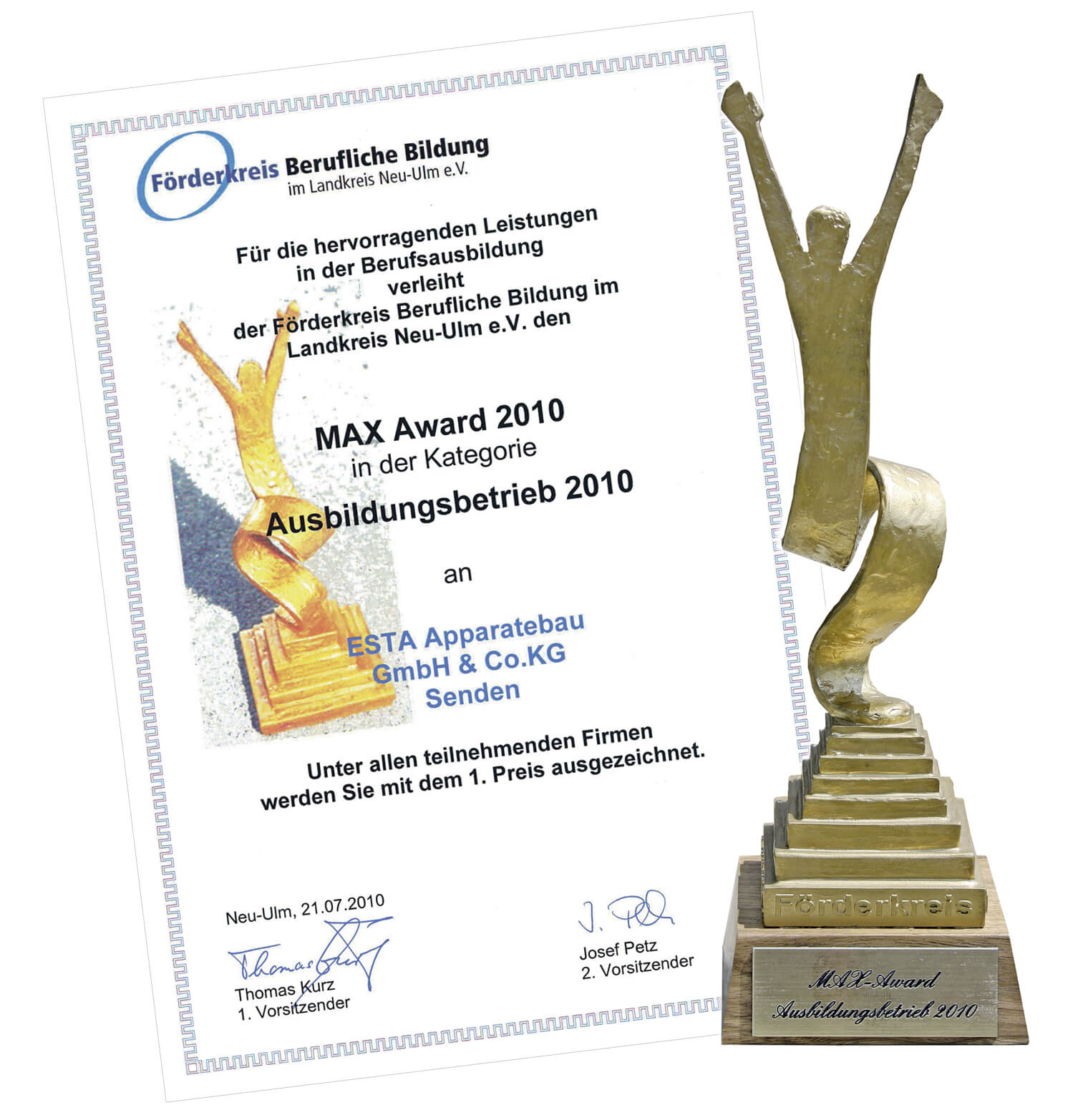 ESTA erhält den MAX Award als bester Ausbildungsbetrieb.